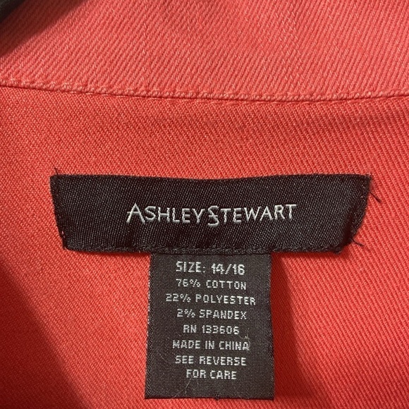 ASHLEY STEWART,WOMEN’S,FLAP POCKET,BUTTON UP FRONT,ORANGE,DENIM JACKET,SIZE-14 - Picture 10 of 12